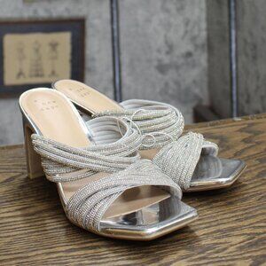 NWT a new day Strappy Rhinestone Block Heels 167b4c78631b5f Silver Gray 6M